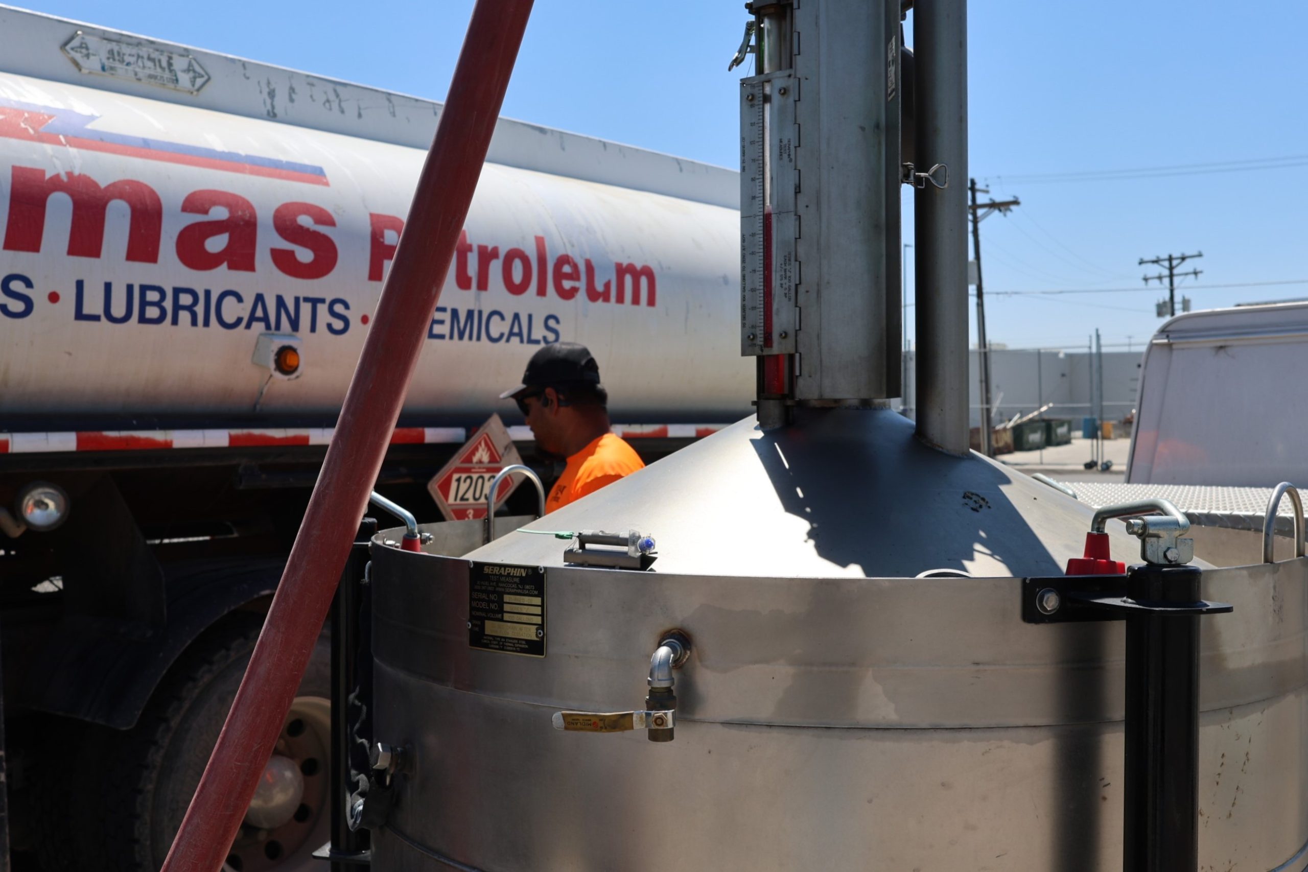 Tanker truck going through weights and measures inspection