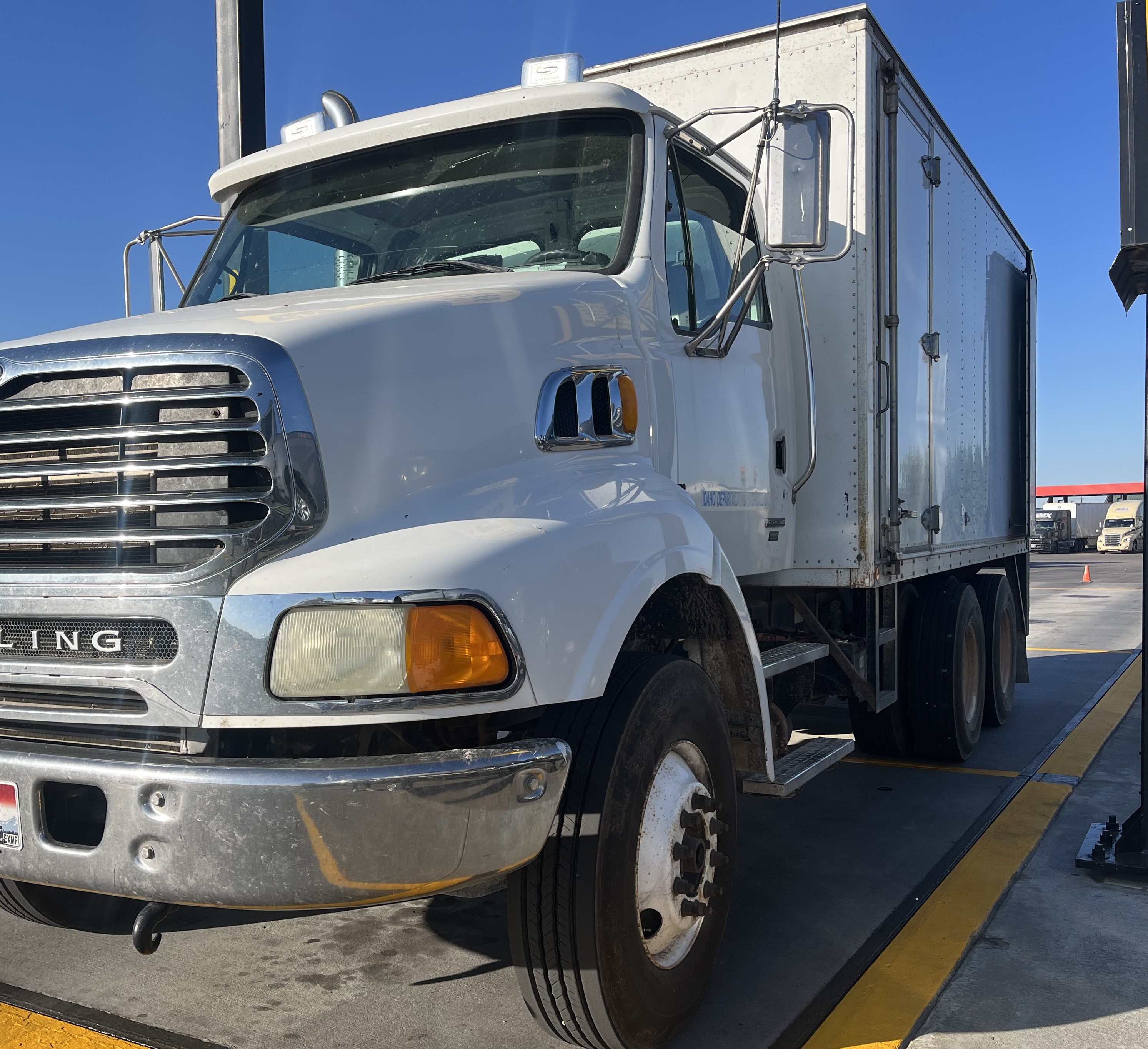Large delivery truck on a scale