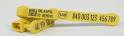 Image of a Shearwell Data 840 Visual Tag used for official ID in swine. Image from USDA.